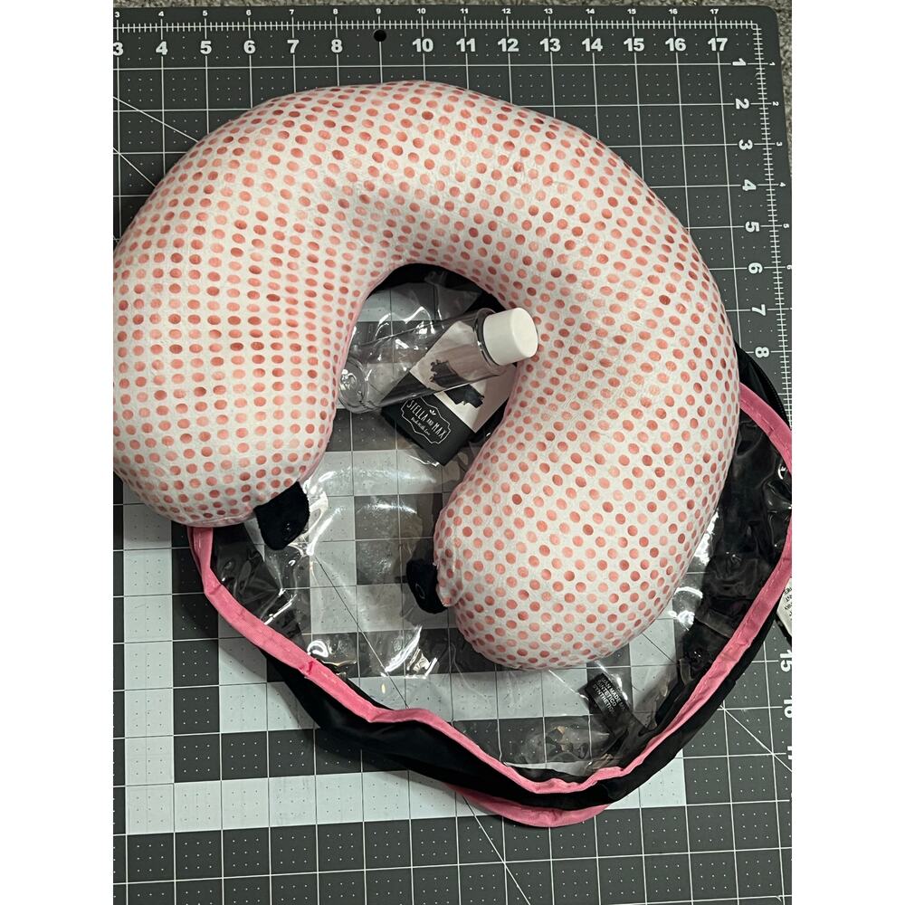 STELLA AND MAX TRAVEL PILLOW BOTTLE AND EYE MASK OPEN BOX